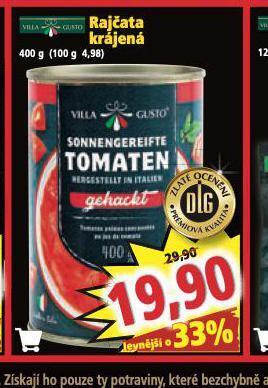 Norma Rajčata krájená nabídka