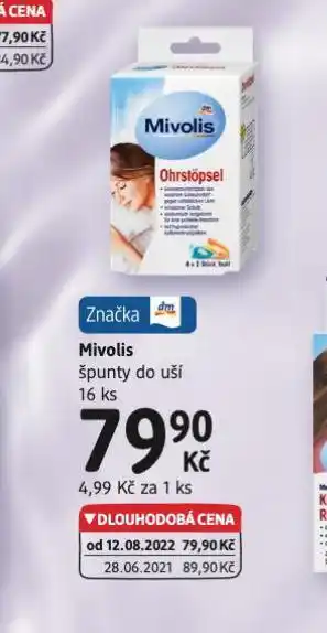 dm drogerie Mivolis špunty do uší nabídka