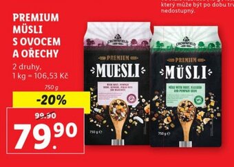 Lidl PREMIUM MÜSLI S OVOCEM A OŘECHY nabídka