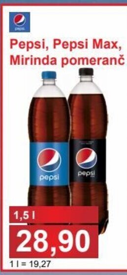 PLUS JIP Pepsi, Pepsi Max, Mirinda pomeranč nabídka