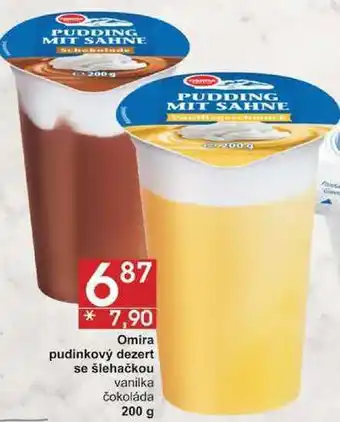 Omira pudinkový dezert se šlehačkou vanilka čokoláda, 200 g