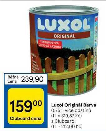 Tesco Luxol originál barva 0,75 l nabídka