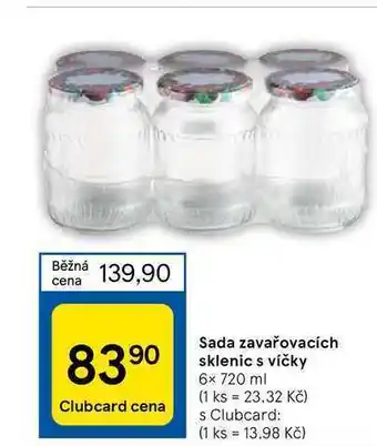 Tesco Sada zavařovacích sklenic s víčky 6x 720 ml nabídka