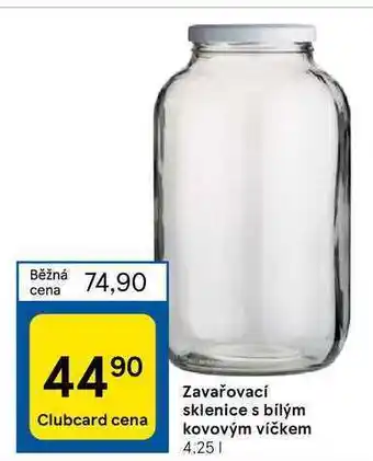 Tesco Zavařovací sklenice s bílým kovovým víčkem 4,251 nabídka