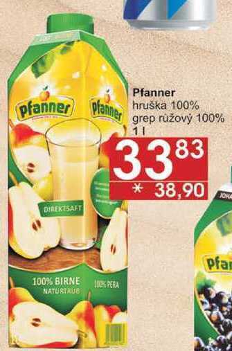 Jip Pfanner hruška 100%, 1 l nabídka