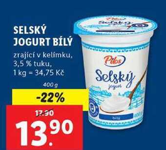 Lidl Selský jogurt bílý, 400 g nabídka