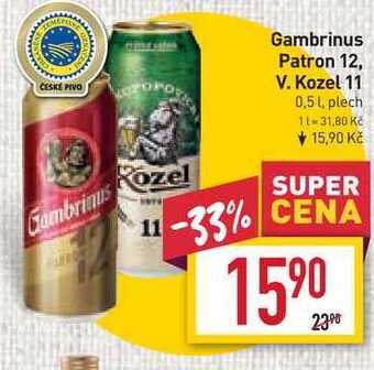 Billa Gambrinus patron 12 0,5l nabídka