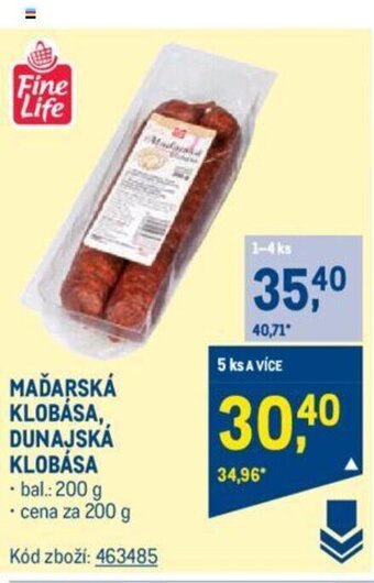 Makro MAĎARSKÁ KLOBÁSA, DUNAJSKÁ KLOBÁSA nabídka