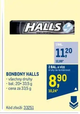 Makro BONBONY HALLS •všechny druhy nabídka