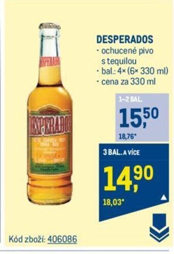 Makro DESPERADOS • ochucené pivo s tequilou nabídka