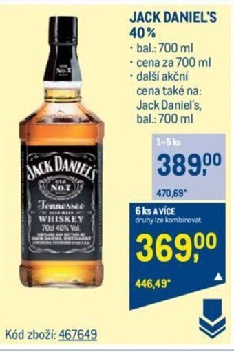 Makro JACK DANIEL'S 40% nabídka