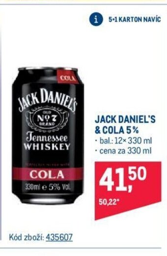 Makro JACK DANIEL'S & COLA 5% nabídka