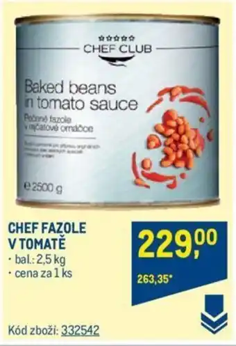 Makro CHEF FAZOLE V TOMATĚ nabídka