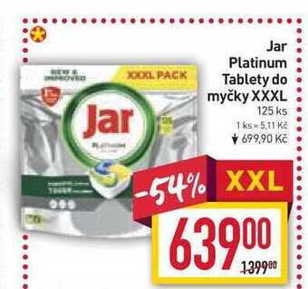 Billa Jar platinum tablety do myčky xxxl 125 ks nabídka