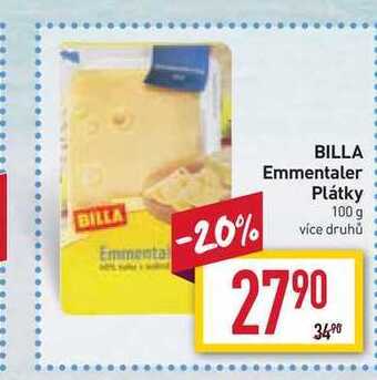 Billa Billa emmentaler plátky 100 g nabídka
