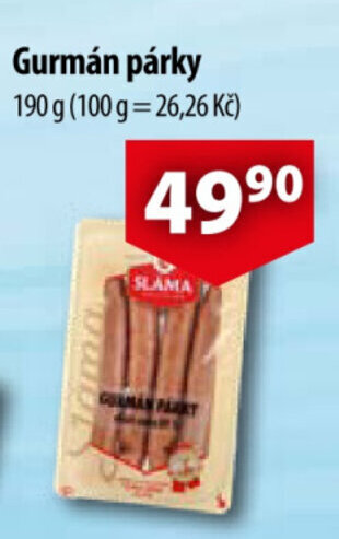 CBA Gurmán párky nabídka