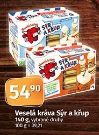 COOP TIP Veselá kráva Sýr a křup 140 g, vybrané druhy 100 g nabídka