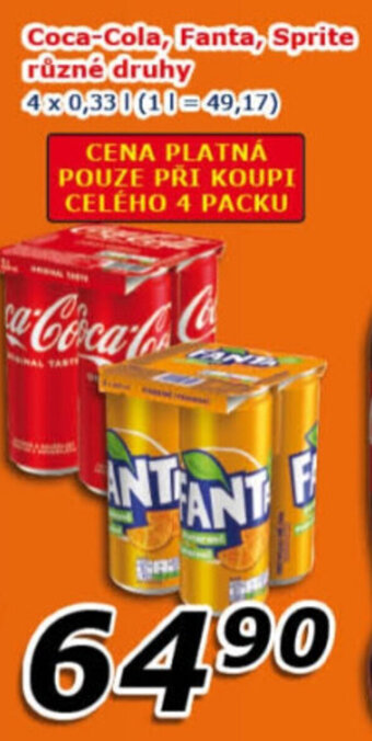 ESO MARKET Coca-Cola, Fanta, Sprite různé druhy nabídka