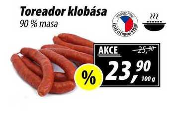 ZEMAN Toreador klobása 90% masa, 100 g nabídka