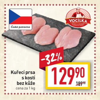 Billa Kuřecí prsa s kostí bez kůže cena za 1 kg nabídka