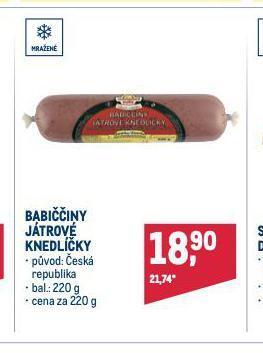 Makro Babiččiny játrové knedlíčky nabídka