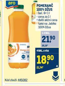 Makro Pomeranč 100% džus nabídka