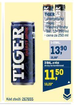 Makro Tiger energy drink nabídka