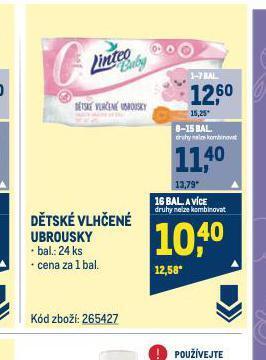 Makro Linteo dětské vlhčené ubrousky nabídka