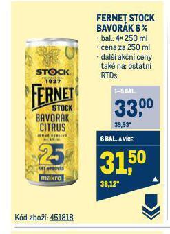 Makro Fernet stock bavorák nabídka