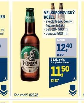 Makro Pivo velkopopovický kozel nabídka
