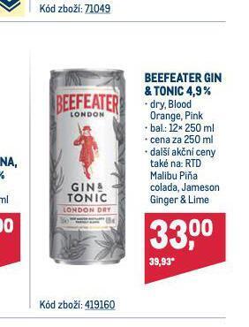Makro Beefeater gin & tonic nabídka