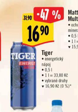 Albert Tiger energy drink nabídka