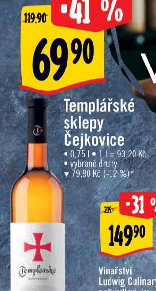 Albert Templářské sklepy čejkovice nabídka