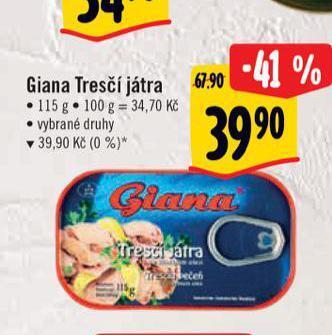 Albert Giana tresčí játra nabídka