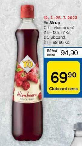 Tesco Yo sirup nabídka