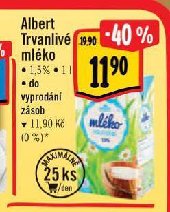 Albert Trvanlivé mléko nabídka