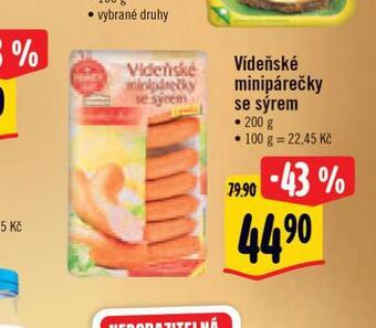 Albert Vídeňské minipárečky se sýrem nabídka