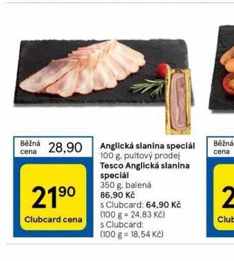Tesco Anglická slanina speciál nabídka