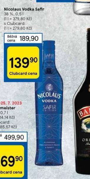 Tesco Nicolaus vodka safir nabídka