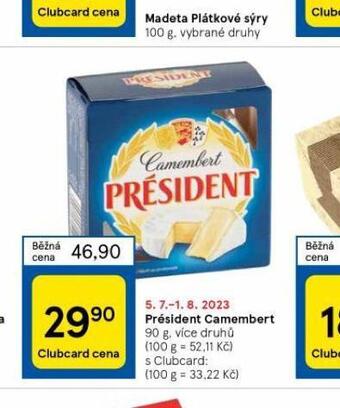 Tesco Président camembert nabídka
