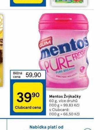 Tesco Mentos žvýkačky nabídka