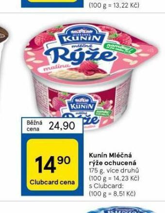 Tesco Kunín mléčná rýže ochucená nabídka