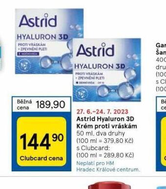 Tesco Astrid hyaluron 3d krém proti vráskám nabídka