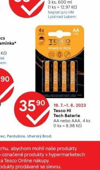 Tesco Tesco hi tech baterie nabídka