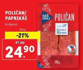 Lidl Poličan/paprikáš, 100 g nabídka