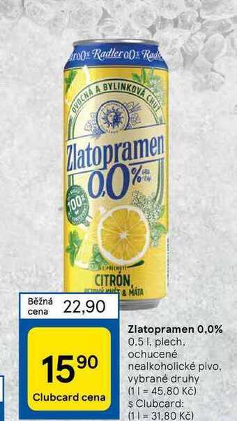 Tesco Zlatopramen 0,0% 0.5 l nabídka
