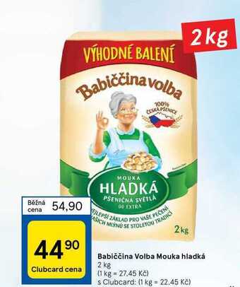 Tesco Babiččina volba mouka hladká 2 kg nabídka