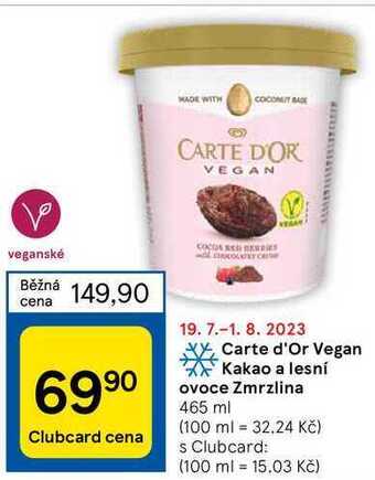 Tesco Carte d'or vegan kakao a lesní ovoce zmrzlina 465 ml nabídka