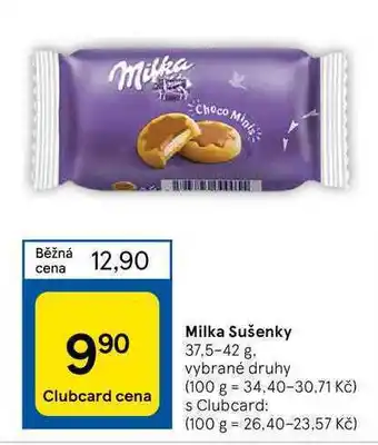 Tesco Milka sušenky 37,5-42 g nabídka