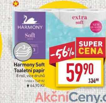 Billa Harmony soft toaletní papír 8 rolí nabídka